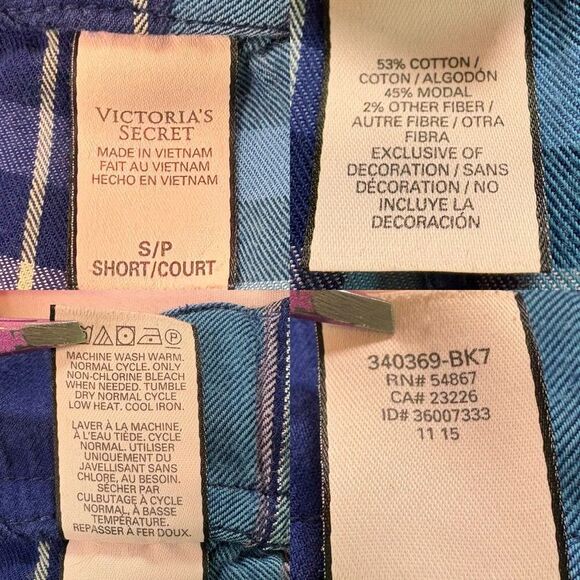 Victoria's Secret Plaid Flannel Pajama Pants – Blue/Purple – Size S/P (Short) - Picture 8 of 8